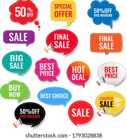 Sale Labels With Isolated White Background With Gradient Mesh, Vector Illustration