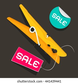 Sale Labels. Peg Vector Illustration with Sticker and Tag.