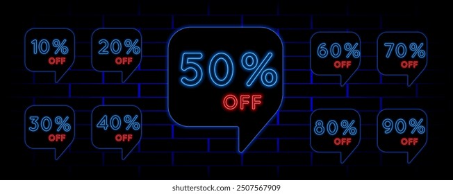 Sale labels. percent off. vector badges template, up to 10, 20, 90, 80, 30, 40, 50, 60, 70 percent off, vector illustration