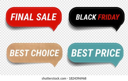Sale Labels Set Isolated Transparent Background With Gradient Mesh, Vector Illustration