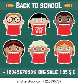 Sale labels vector set 1. Back to school.