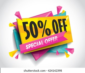 Sale layout design with abstract triangle elements. Vector illustration.