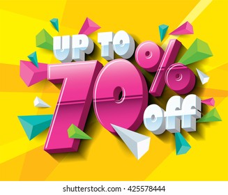 Sale layout design with abstract triangle elements. Vector illustration.