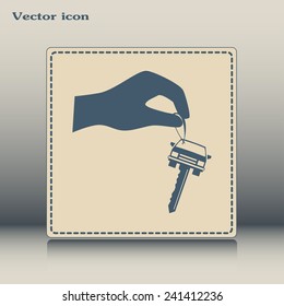 Sale or lease of the vehicle: in the hand your car keys. Vector 
