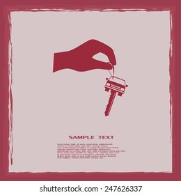 Sale or lease of the vehicle: in the hand your car keys. Vector 
