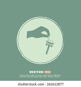 Sale or lease of the vehicle: in the hand your car keys. Vector 