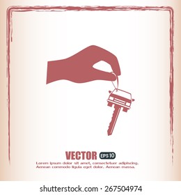 Sale or lease of the vehicle: in the hand your car keys. Vector 