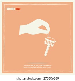 Sale or lease of the vehicle: in the hand your car keys. Vector 