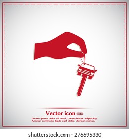 Sale or lease of the vehicle: in the hand your car keys. Vector 