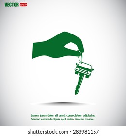 Sale or lease of the vehicle: in the hand your car keys. Vector 
