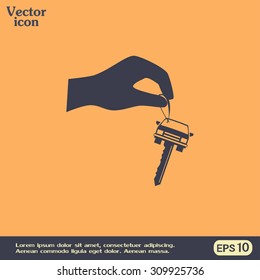 Sale or lease of the vehicle: in the hand your car keys. Vector icon