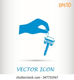 Sale or lease of the vehicle: in the hand your car keys. Vector 