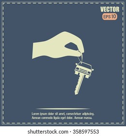 Sale or lease of the vehicle: in the hand your car keys. Vector 
