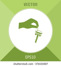 Sale or lease of the vehicle: in the hand your car keys. Vector 