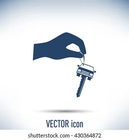 Sale or lease of the vehicle: in the hand your car keys. Vector 