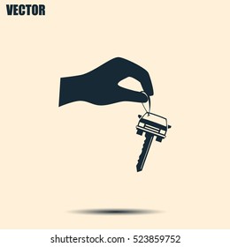 Sale or lease of the vehicle: in the hand your car keys. Vector 