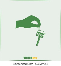 Sale or lease of the vehicle: in the hand your car keys. Vector 