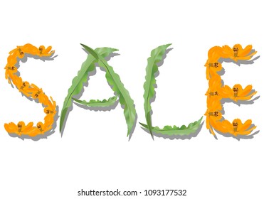 Sale letter made of flower and tropical leaf, illustration vector