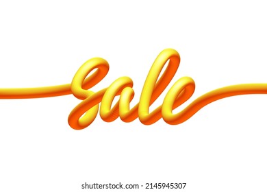 Sale lettering. Design with 3D Spine Text. Realistic glow gradient line, futuristic word. Stock vector illustration.
