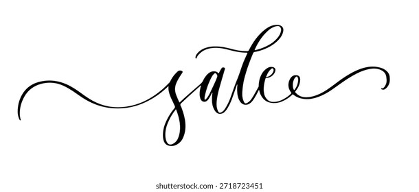Letras de venda em elegante script cursivo com floreios decorativos