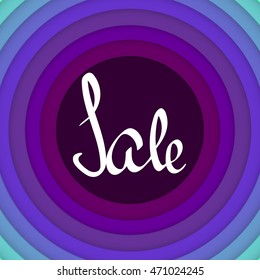 Sale, lettering on abstract background, design template, vector illustration
