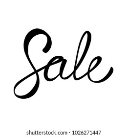 Sale. Lettering. Typography design. Hand written with a brush vector calligraphy isolated on white background.