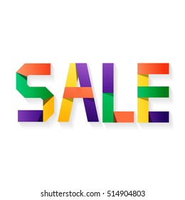 SALE Letters in different colors . Big Sale, discount, best offer, hot price stickers. Great color pallet. Paper effect