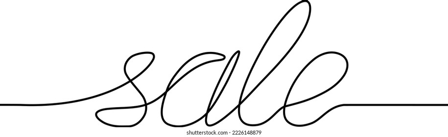 Sale letters vector continuous line drawing. Shopping, discount and sale concept