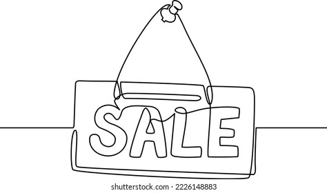 Sale letters vector continuous line drawing. Shopping, discount and sale concept
