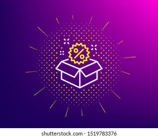 Sale line icon. Halftone pattern. Shopping discount sign. Clearance symbol. Gradient background. Sale line icon. Yellow halftone pattern. Vector
