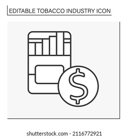  Sale Line Icon. Perfect Price For A Pack Of Cigarettes. Tobacco Industry Concept. Isolated Vector Illustration. Editable Stroke