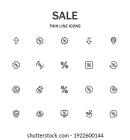 Sale line icon set. Collection of modern signs for web design and mobile app. Finance pictograms. Black icon on white background. Collection of high-quality outline logo
