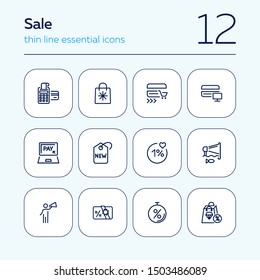 Sale line icon set. Payment, bag, credit card. Store concept. Can be used for topics like shopping, special offer, discount