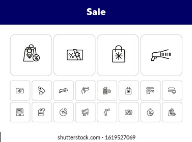 Sale line icon set. Payment, bag, credit card. Store concept. Can be used for topics like shopping, special offer, discount