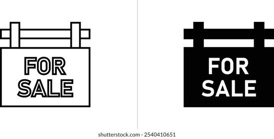 For Sale lined icon. For Sale Signboard. Editable Stroke. Vector illustration