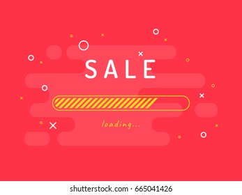 Sale loading - vector illustration. Red background.