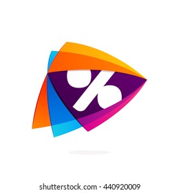 Sale logo in Play button icon. Triangle intersection icon. Colorful vector design for app icon, corporate identity, card, labels or posters.