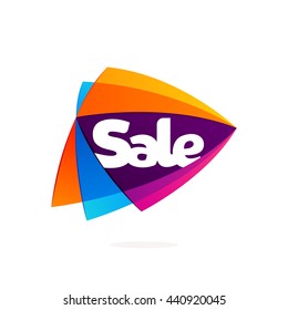 Sale logo in Play button icon. Triangle intersection icon. Colorful vector design for app icon, corporate identity, card, labels or posters.