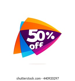 Sale logo in Play button icon. Triangle intersection icon. Colorful vector design for app icon, corporate identity, card, labels or posters.