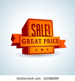 sale logo red shining original 3d vector text of trading reduce cost offer on white scene sale logo commercial white isolated special abstract red off large market sign big business huge flag shining