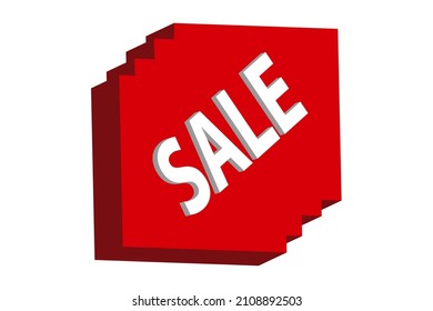 Sale logo tag red color 3d design abstract box shape