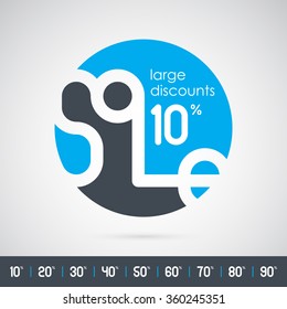 Sale logo template. The word "sale" in the form of a circle with numbers. Creative and modern emblem for store, advertising, poster, leaflet, banner, web and flyer.