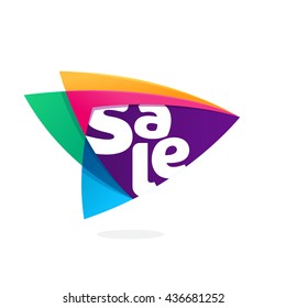 Sale logo in triangle intersection icon. Multicolor vector alphabet letters for app icon, corporate identity, card, labels or posters.