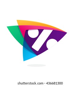 Sale logo in triangle intersection icon. Multicolor vector alphabet letters for app icon, corporate identity, card, labels or posters.