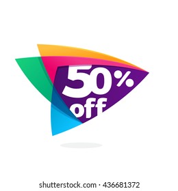 Sale logo in triangle intersection icon. Multicolor vector alphabet letters for app icon, corporate identity, card, labels or posters.