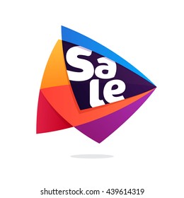Sale logo in triangle intersection icon. Multicolor vector letters for app icon, corporate identity, card, labels or posters.
