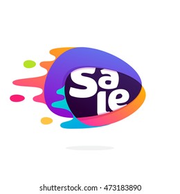 Sale logo in triangle intersection icon with fast speed lines. Multicolor vector for application, presentation, web page, business card or posters.