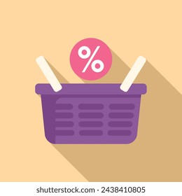 Sale market basket icon flat vector. Shop promotion image. Certificate rate card