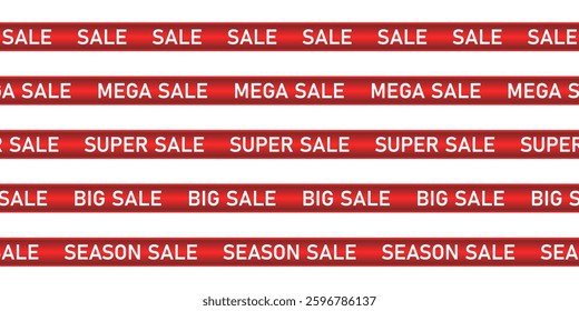Sale, Mega, Super, Big and Season Sale Discount Ribbons and Tapes for Advertising