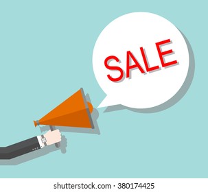 SALE Megaphone. sale conversation. Flat design for business financial marketing banking commercial advertising minimal concept cartoon illustration.